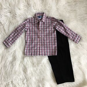 Plaid Button Up w/Black Trouser Set